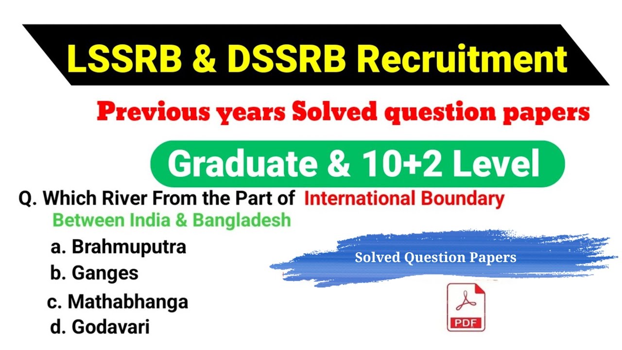 LAHDC- SSRB & DSSRB  Previous Years Solved Question Papers  || SSRB  Previous years Question 2025