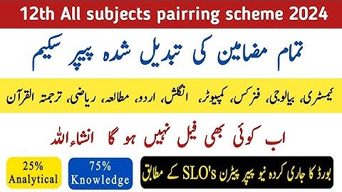 New Updated 2nd year pairing scheme 2024 | 12th paper pattern, new scheme Board Exams 2024