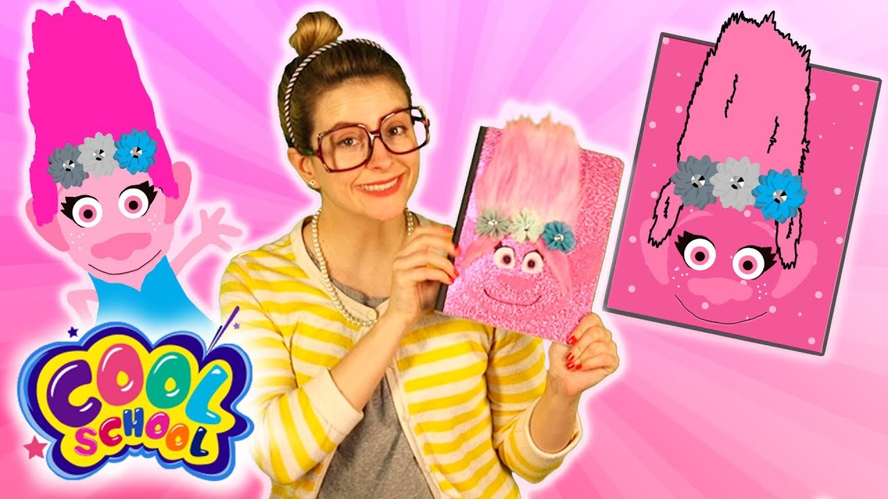 trolls princess poppy diy notebook arts and crafts with