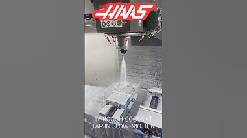 HAAS VF4 CNC MILL THROUGH COOLANT TAP IN SLOW-MOTION ASMR COOL VISUALS 😎