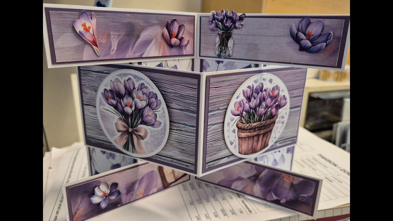 Fun fold panel kaart met First Blossom restjes