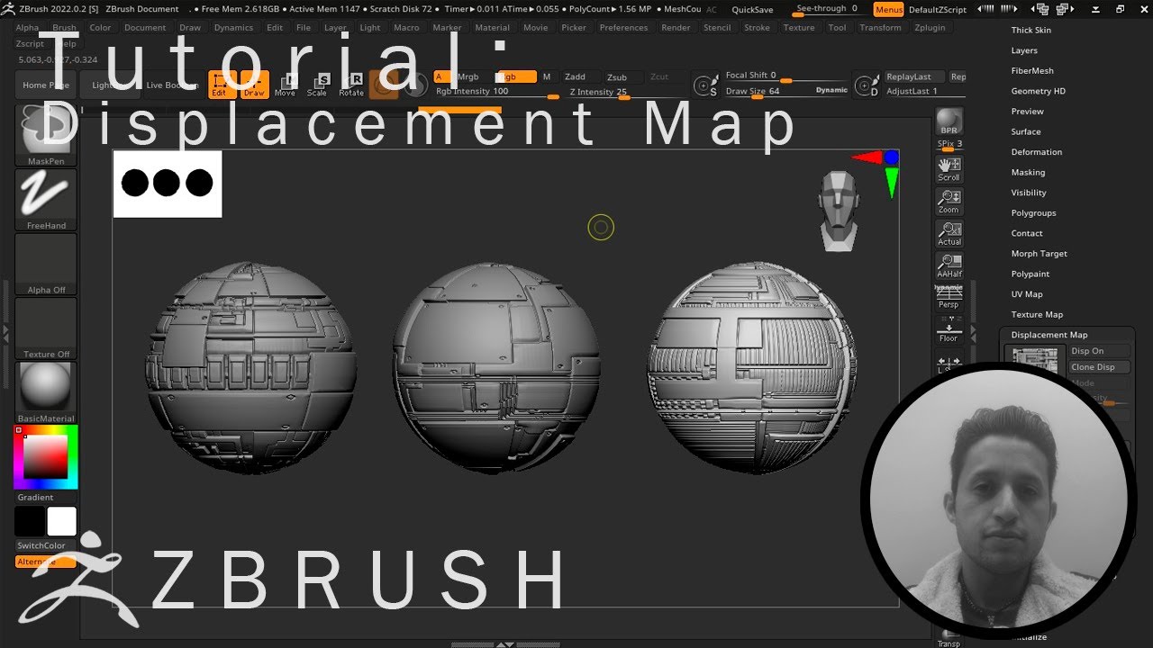 how to create displacement map zbrush