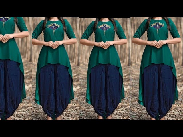 Stylish Rayon Green Embroidered 3/4 Sleeves Kurta For Women