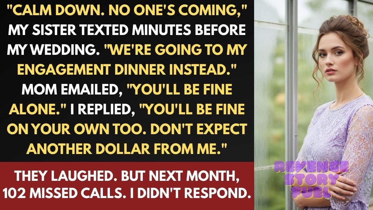 My family canceled their attendance just minutes before my wedding ceremony. So I quit too.