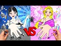 Paper Dolls Dress Up | Rainbow vs Black Nail Style For Barbie Couple Friends | DIY Barbie Doll Story