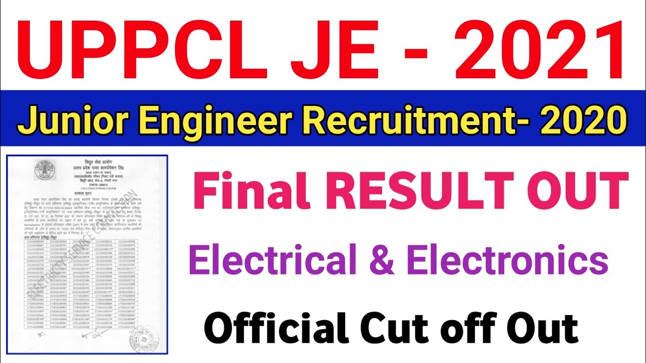 UPPCL JE Final Result 2021 | UPPCL JE RESULT | UPPCL JE CUT OFF | UPPCL JE ELECTRICAL FINAL RESULT
