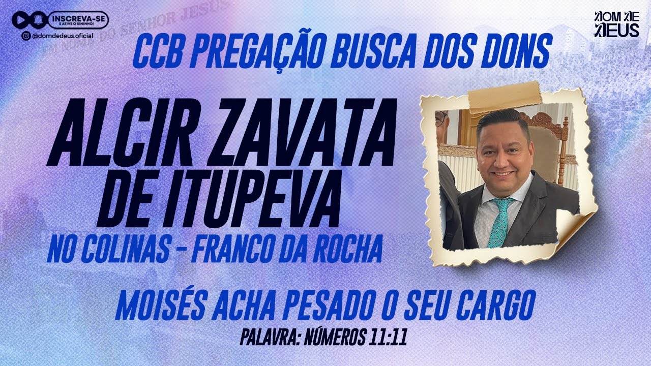 CCB PREGAÇÃO ALCIR DE ITUPEVA - BDD NO COLINAS FRANCO DA ROCHA SP