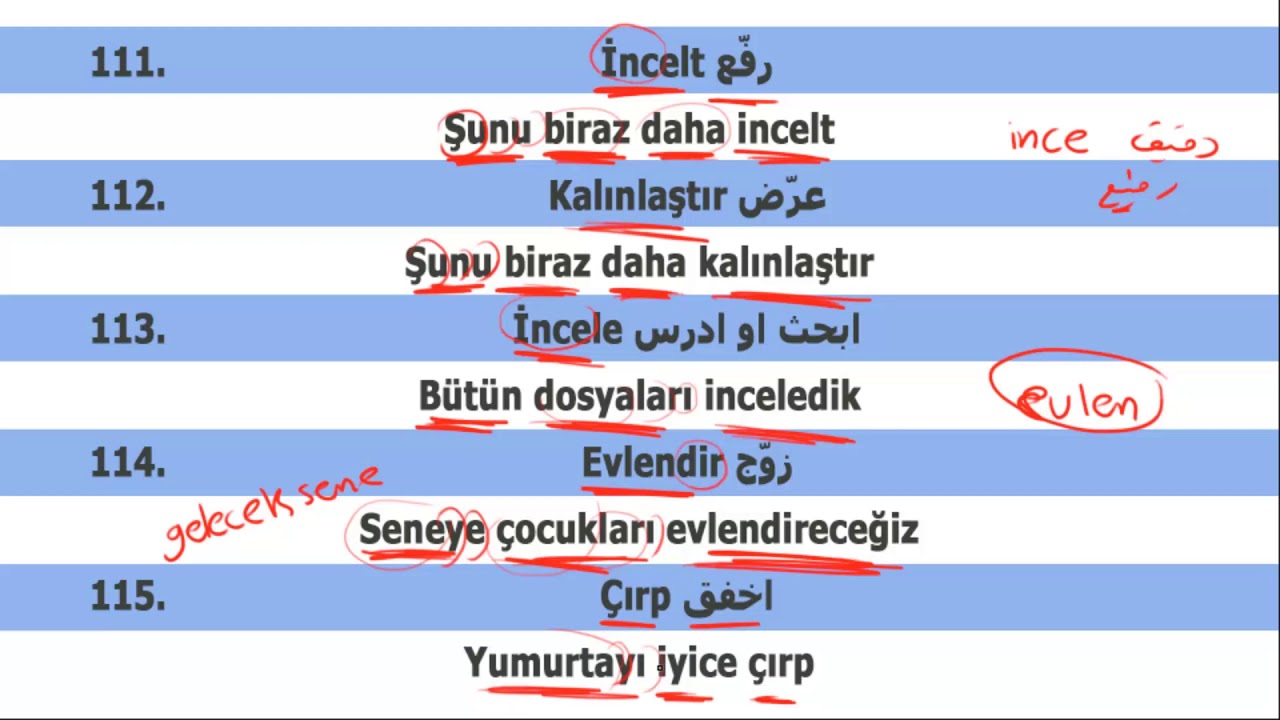 200 فعل و اكتر من 200 جملة يومية الجزء الثامن في اللغة التركية #08 | Türkçeyi Öğrenelim