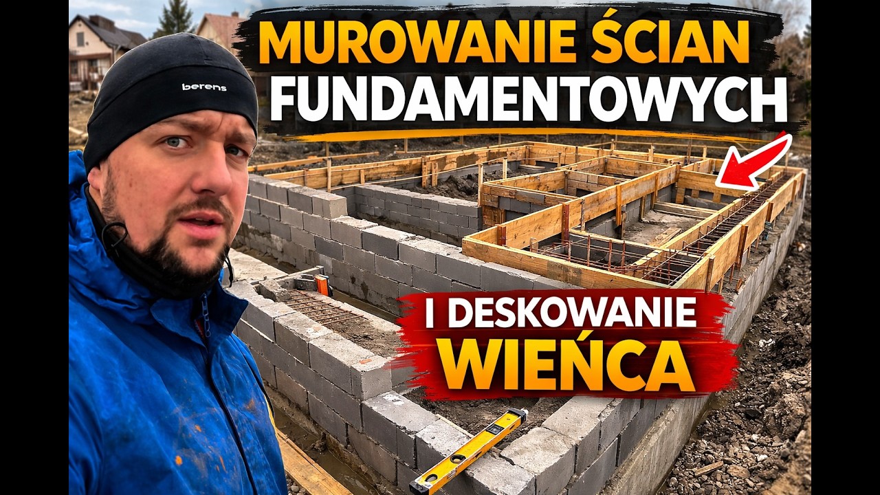 Murowanie ścian fundamentowych i deskowanie wieńca | Budowa domu krok po kroku