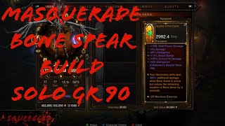 Diablo 3 Masquerade Bone Spear Necromancer Solo GR 90 run