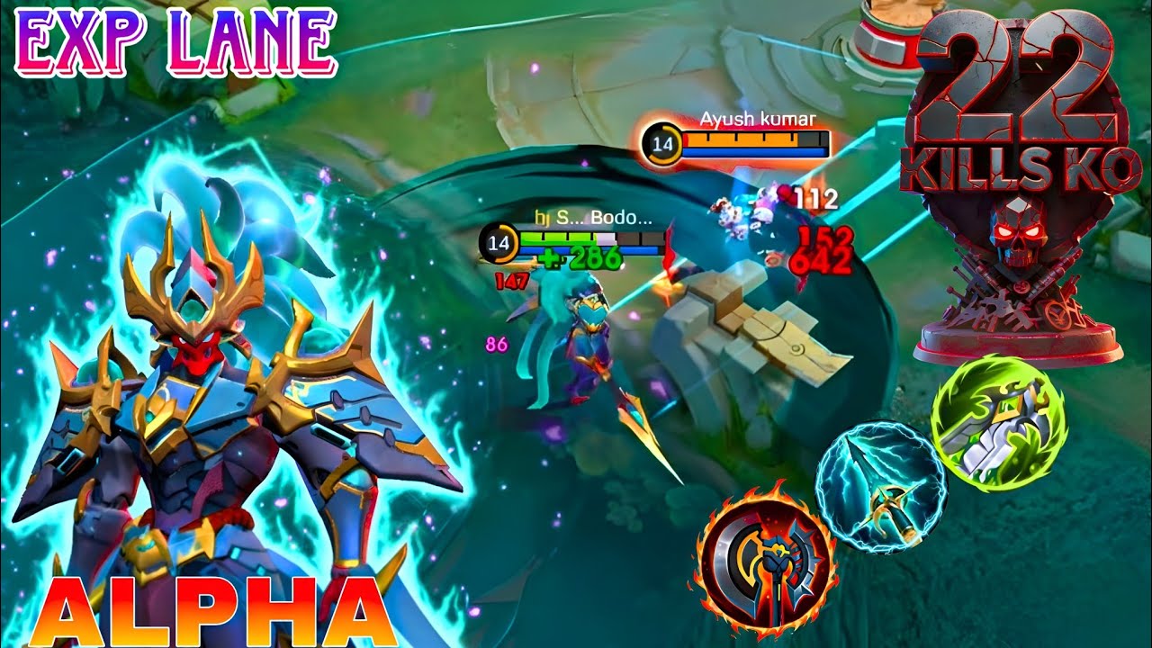 ALPHA EXP LANE VS GATOTKACA | TRUE DAMAGE ABUSE | ALPHA DAMAGE BUILD ...