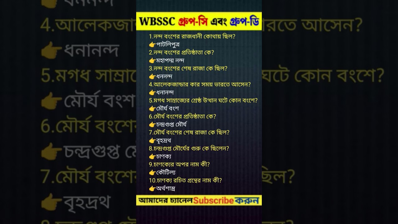 WBSSC গ্রুপ-C এবং গ্রুপ-D পরীক্ষার প্রশ্ন