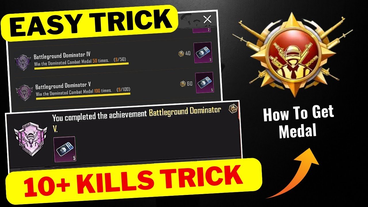 Easyway To Complete (Battleground Dominator) New Achievement in BGMI | Trick To Get Dominated Medal