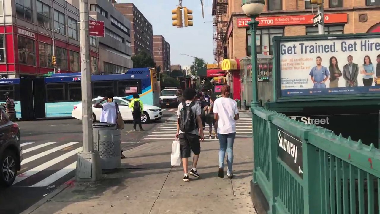 Catching the bus in Harlem to Laguardia Airport New York City July 8