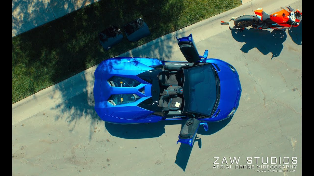 Lamborghini Aventador LP 700 4 Roadster Monterey Blue and Inspire 1 Drone