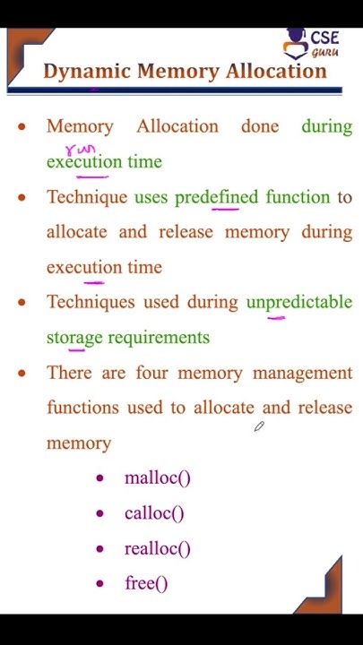 Dynamic Memory Allocation #csegurushorts #shortsyoutube #shortvideo # ...