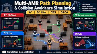Multi-AMR Path Planning & Collision Avoidance Simulation | A*, D* Lite, CBS & ORCA Algorithms