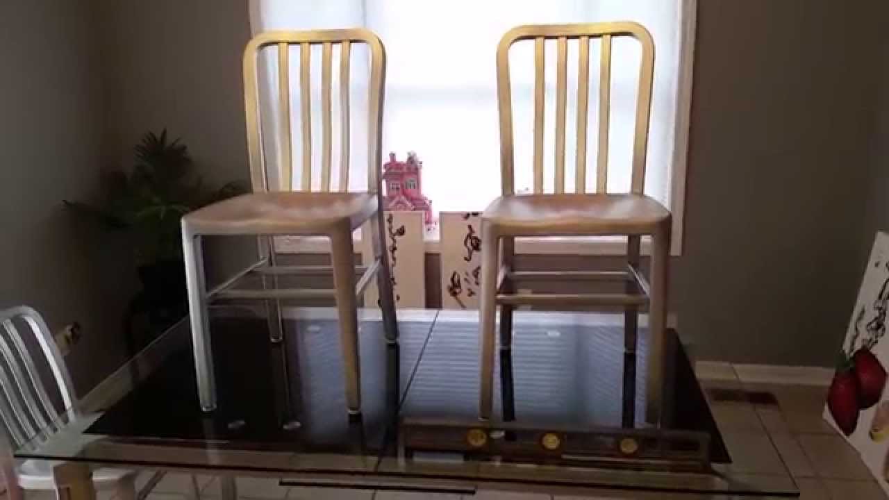 new wobbly aluminum navy chairs from YouTube