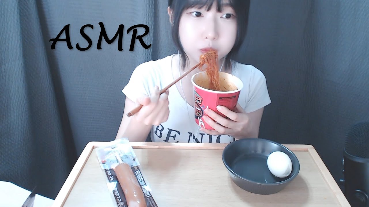 🍜가바볶음면+반숙란+소세지 이팅사운드ASMR
