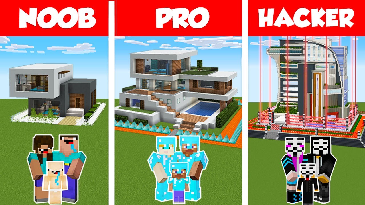 Download Minecraft NOOB vs PRO vs HACKER: SAFEST FAMILY HOUSE BUILD CHALLENGE in Minecraft / Animation