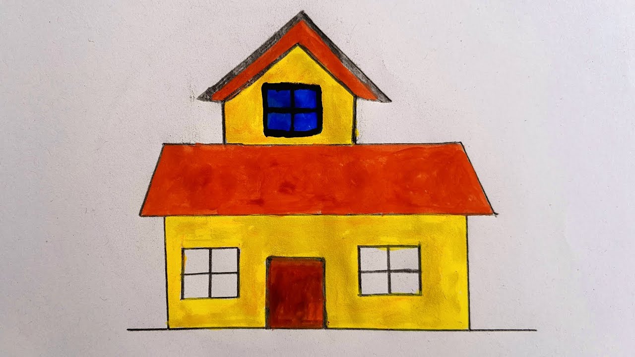 House Drawing | How to Draw  a House Easy Step by Step | Beautiful House Scenery Drawing Easy Steps
