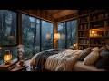 10 Hours Rain Sounds on Window in Cozy Forest Wood Bedroom No Ads in Middle🌧️ Deep Sleep