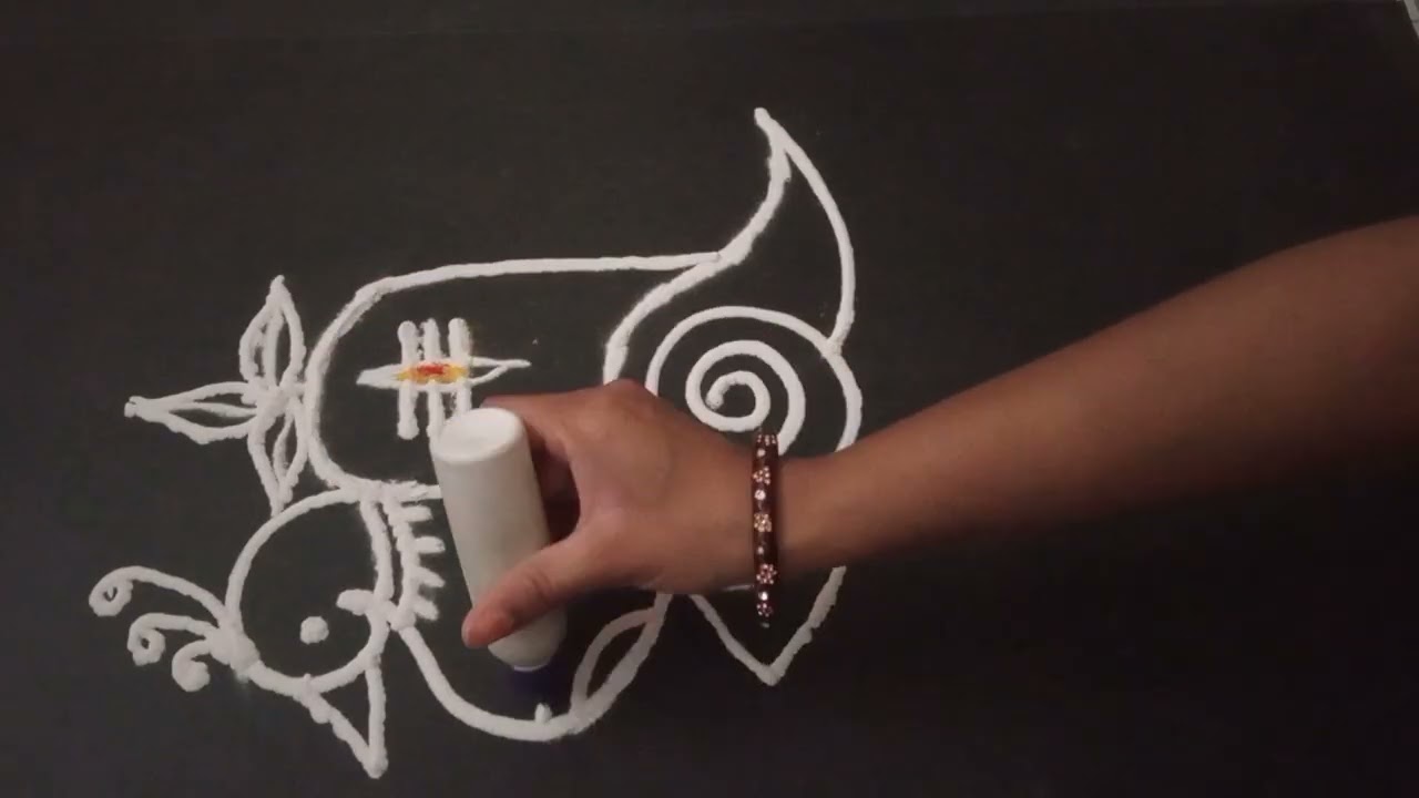 Easy Peacock with Shivalinga Rangoli | Festival Special Design|Divine Peacock & Shivalinga Rangoli 