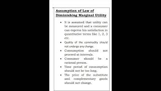 Assumption of the law of diminishing marginal utility @RashmiSudev #shorts #economics