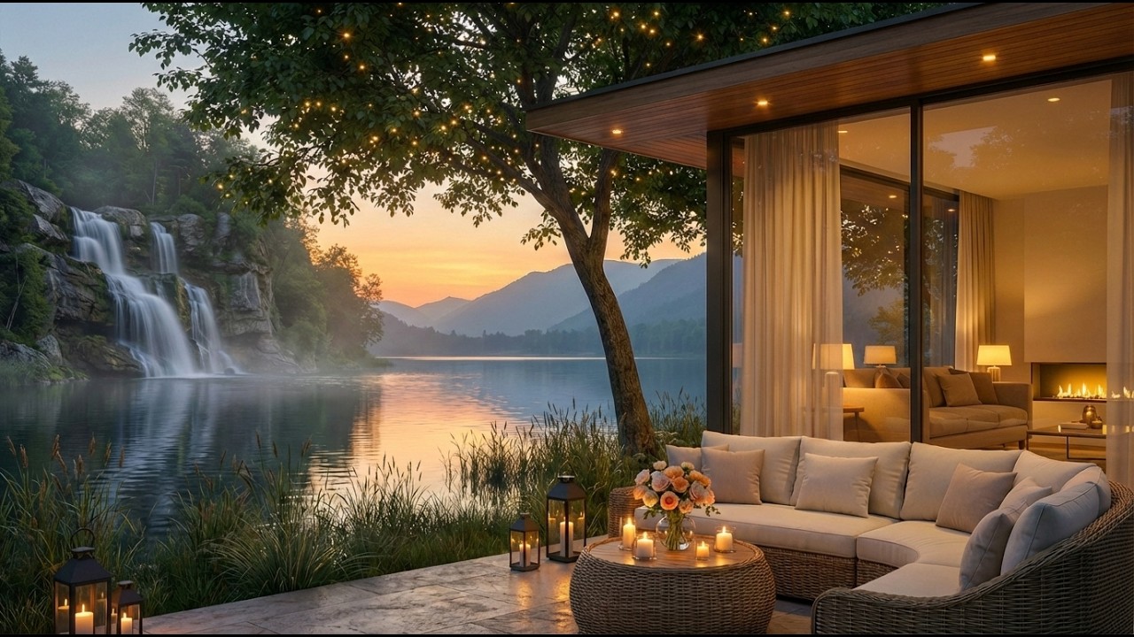 Peaceful Lakeside Cafe Ambience with Slow Jazz 🎷 | Relaxing Music for Study, Work & Deep Focus