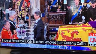 The Removal of the Sceptre, the Orb and the Royal Crown....