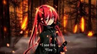 Nightcore~ I see fire, female version + Lyrics chords