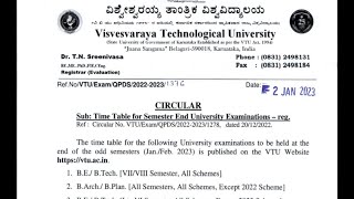 VTU | Examinations |Time Table  2022-23 | All Branches | All semester | Scheme's | All university. screenshot 5