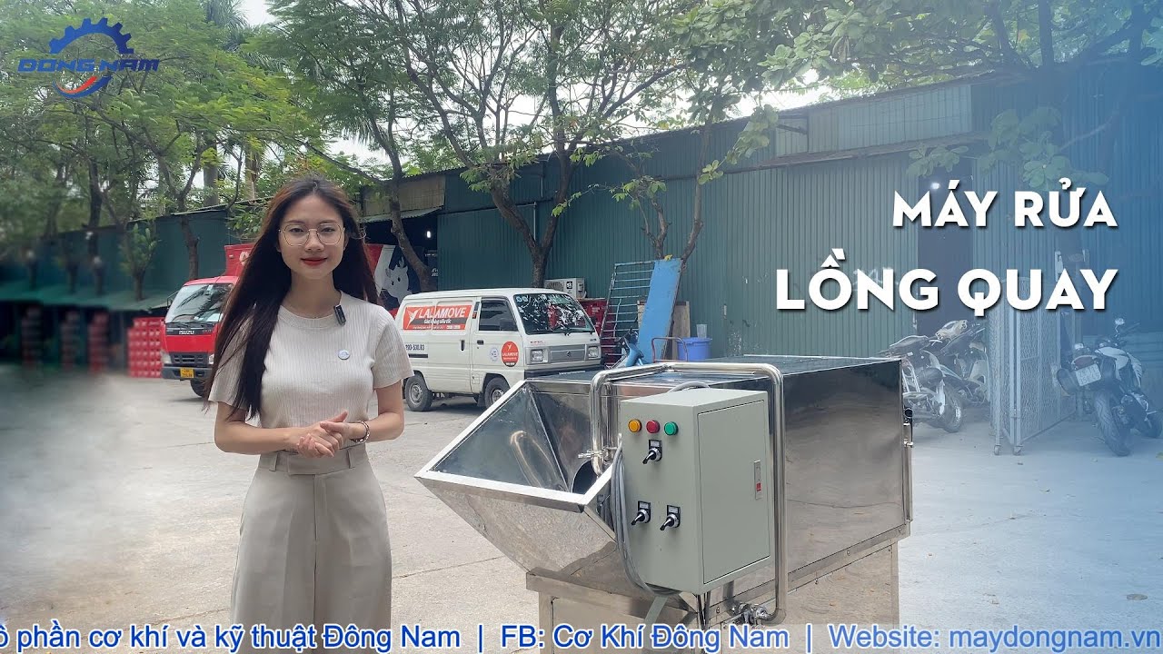 Máy rửa lồng quay Đông Nam rửa rau, củ, quả, lá, cành - Cơ Khí Đông Nam