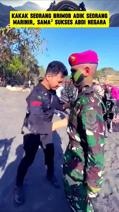 Kakak Brimob Hadiri Pembaretan Adik Yang Seorang Marinir‼️#brimob #marinir #pembaretan #bahagia