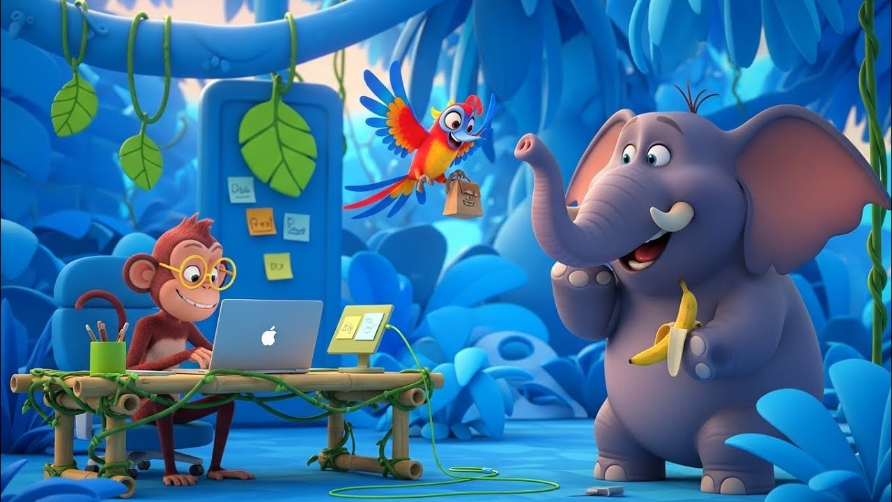 🐵 एक बंदर ने खोली ऑनलाइन दुकान | Funny Monkey Online Shop | Hindi Rhymes for Kids |  Kids