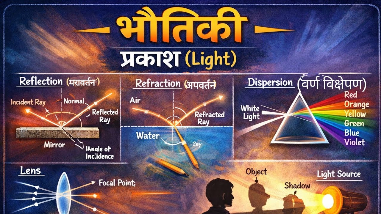 प्रकाश (Light)। परावर्तन, अपवर्तन, वर्ण विक्षेपण। Physics in Hindi। @SURAJSTUDYBOOK 