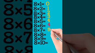 جدول ضرب 8 table de multiplication #shorts #short #shortvideo