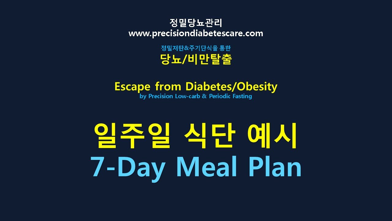 당뇨/비만탈출] Type별 주간식단 7-Day Meal Plan - Youtube