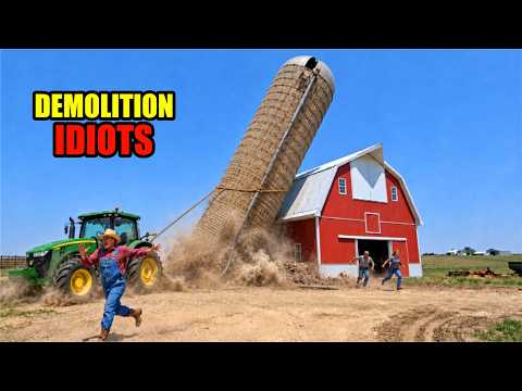 Demolition Idiots: Massive Silo & Water Tower Fall WRONG WAY | Dangerous Building Implosion #29