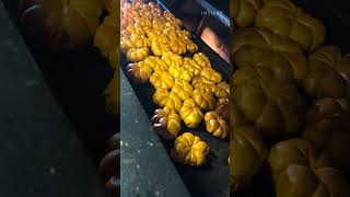 The owner of The Bagel Nook shows how they make 2,500 of their  #pumpkin #bagels every day.