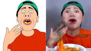 DONA Mukbang | Convenience Store Spicy Noodle Mukbang Dona Drawing Meme