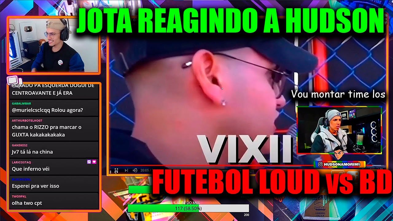 JOTA REAGINDO AO HUDSON - FUTEBOL DA LOUD vs BLACK DRAGONS