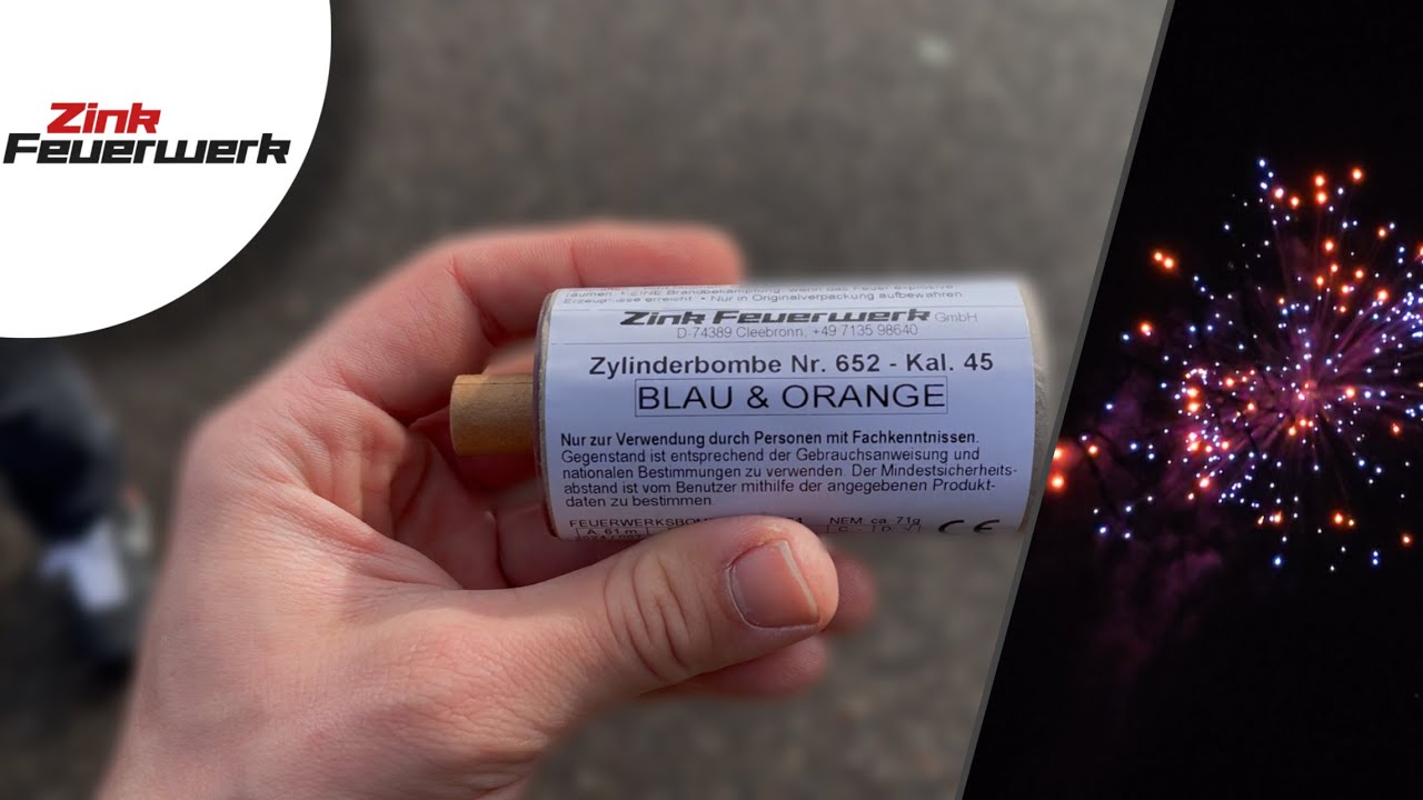 Zink Zylinderbombe Nr. 652 BLAU & ORANGE [F4 - 45mm] - Batch 2024