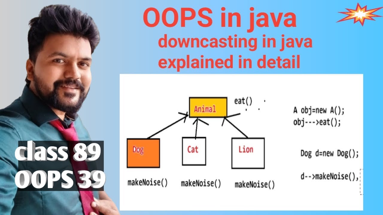 Java OOPS- class 39- Downcasting in java explained in detail - YouTube