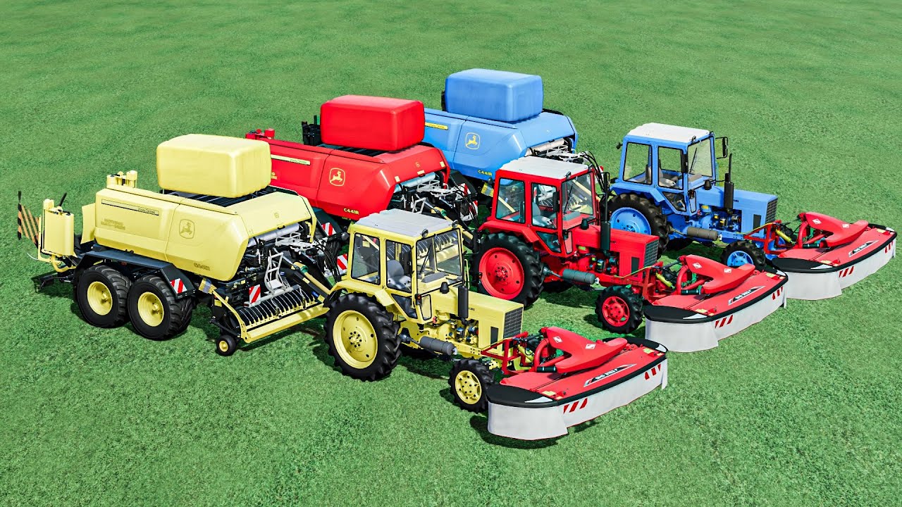 WORK with COLORS - COMPLETE SILAGE JOB Mowing Baling Transporting ! FS22