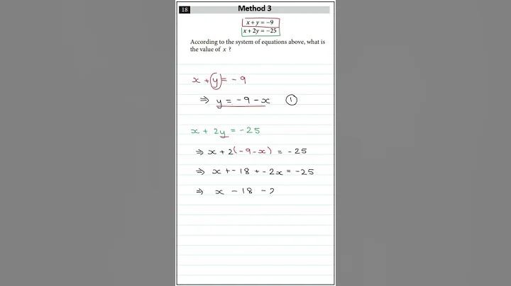 Simultaneous Equations Method 3 #shorts #youtubeshorts
