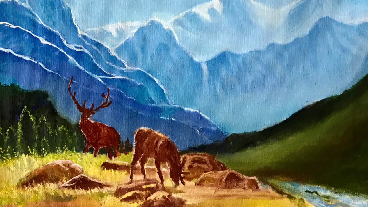 ADDING ANIMALS TO LANDSCAPE. OIL PAINTING ON CANVAS. YouTube