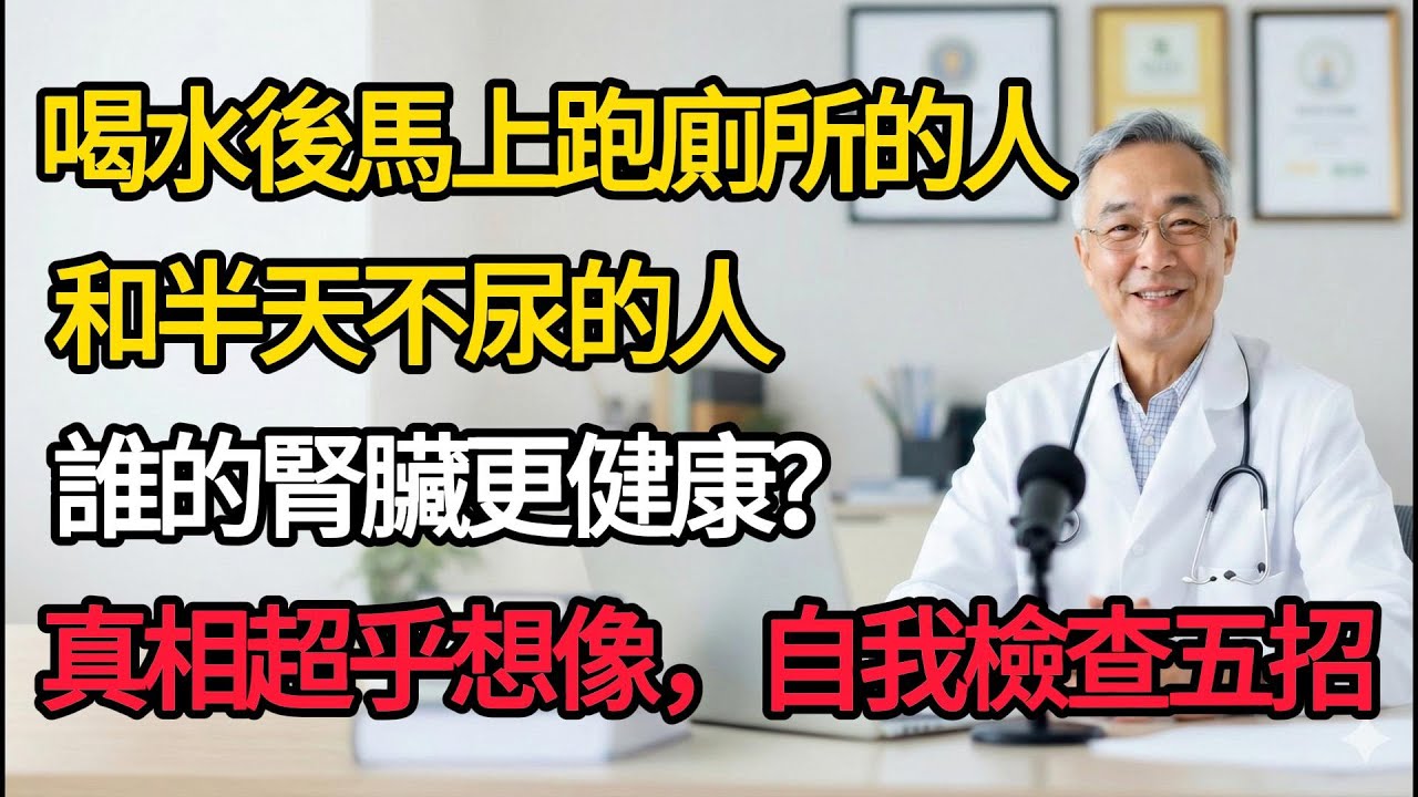 喝水馬上尿 VS 半天不尿，誰的腎臟更健康？内分泌科医师权威解密，真相超乎想象，自我检查五招！