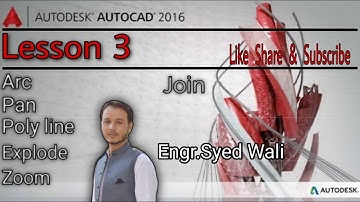 Autocad 2016 Lesson # 3 Tutorials for Beginners  How to use PolyLine, Pedit, Explode, Join,Pan,Zoom