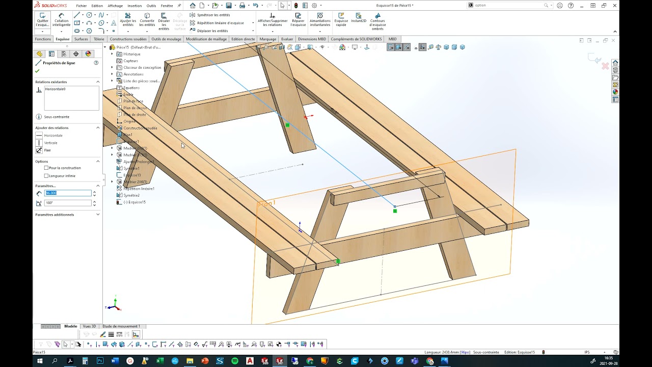 Solidworks, conception d'une table pique nique en mécano-soudés